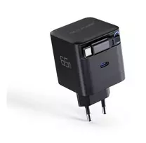 RealPower GaN Charger 65W Black su 2x USB-C PD, kompaktiškas ir galingas