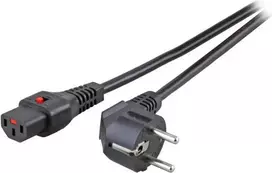 EFB Elektronik maitinimo laidas CEE7/7 90° kampu - C13 180° su IEC Lock, juodas, 5,0 m