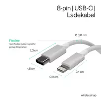 Flexline USB-C to Lightning laidas, PD, baltas, 0,5 m (FL31-13050)