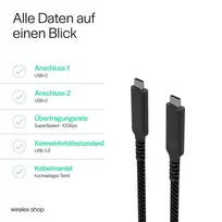 Flexline USB-C į USB-C laidas, USB 3.2 Gen 2, 100W PD, pintas nailonas, 1m (FL31-75004)