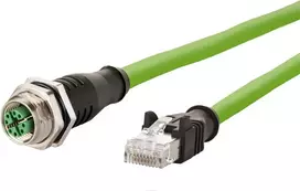 METZ CONNECT Cat6a M12 į RJ45 tinklo kabelis 1m Žalias S/FTP Halogen-Free