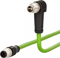 METZ CONNECT 142M2X1B050 M12 Cat6a tinklo kabelis, 8 kontaktų tiesus į kampuotą, 5 m, S/FTP, žalias