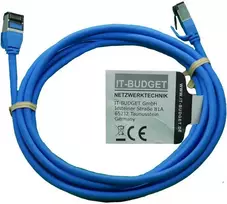 IT-BUDGET Full Copper Premium Patch Cable - Slim AWG 28 - Cat.8.1 - 2000 MHz - Halogen-Free - PoE+ - 40Gbit - Blue - 3 m