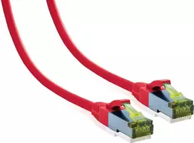 IT-BUDGET Premium Patch Cable Cat.6A with Cat.7 Raw Cable 600 MHz LSZH PoE+ 10GBit Red 0.25 m