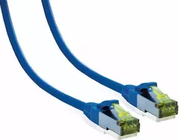 IT-BUDGET Full Copper Premium Patch Cable - Cat.6A with Cat.7 Raw Cable - 600 MHz - Halogen-Free - PoE+ - 10GBit - Blue - 0.5 m