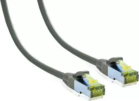 IT-BUDGET Full Copper Premium Patch Cable - Cat.6A with Cat.7 Raw Cable - 600 MHz - Halogen-Free - PoE+ - 10GBit - Grey - 5 m