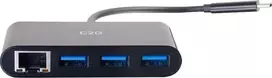 C2G USB-C Hub su Ethernet - 3 prievadų USB Hub - 3 x SuperSpeed USB 3.0 + 1 x USB-C + 1 x Gigabit Ethernet - Darbalaukio - Juodas