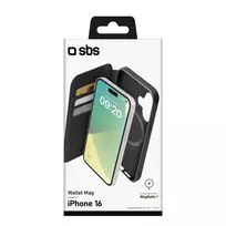 SBS Wallet Case MagSafe Compatible for iPhone 16 Black