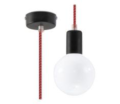 Sietynas, kabinamas ant virvės EDISON 1xE27/60W/230V juoda/ raudona