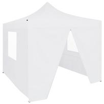 vidaXL Sulankstoma palapinė su 4 sienomis, balta, 3x3m, plienas