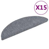 vidaXL Laiptų kilimėliai, lipnūs, 15 vnt., 56x17x3 cm, šviesiai pilki, pusapvaliai