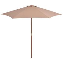 vidaXL Lauko skėtis nuo saulės su mediniu stulpu, taupe, 270cm