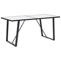 vidaXL Valgomojo stalas, baltas, 160x80x75cm, grūdintas stiklas