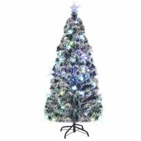 vidaXL Apšviesta Kalėdų eglutė su stovu ir LED, 150cm, optinis pluoštas