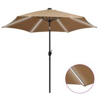 vidaXL Sodo skėtis su LED ir aliuminio stulpu, taupe, 300cm