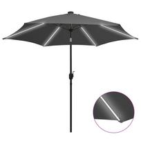 vidaXL Sodo skėtis su LED ir aliuminio stulpu, antracito, 300cm