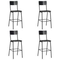 vidaXL Baro taburetės, 4vnt., juodos, fanera ir plienas (2x280081)