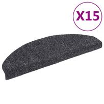 vidaXL Laiptų kilimėliai, lipnūs, 15 vnt., 65x21x4 cm, tamsiai pilki, pusapvaliai, dideli