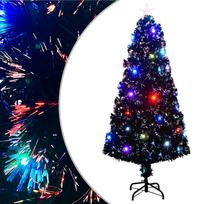 vidaXL Apšviesta Kalėdų eglutė su stovu ir LED, 150cm, optinis pluoštas