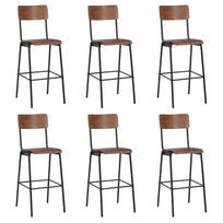 vidaXL Baro taburetės, 6vnt., fanera ir plienas (3x280079)