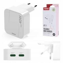 Hama Gan 40w 2x Usb-c sulankstamas įkroviklis, baltas