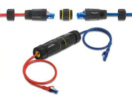 Adapteris jungtis DELOCK RJ45 lizdas į RJ45 lizdą su M23 sriegiu, Cat.6a/Cat.7, IP68, juodas