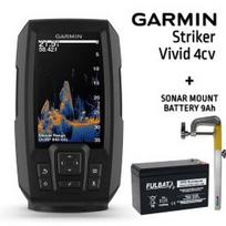 GARMIN STRIKER VIVID 4CV WITH GT20-TM TRANSDUCER + BATTERY 13AH 12V + SONAR MOUNT echolotas 010-02550-01 / FLB-12AH / RUNOS