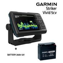 GARMIN STRIKER VIVID 5CV WITH GT20-TM TRANSDUCER + BATTERY 13AH 12V echolotas 010-02551-01 / FLB-12AH