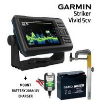 GARMIN STRIKER VIVID 5CV WITH GT20-TM TRANSDUCER + BATTERY 13AH 12V + CHARGER + SONAR MOUNT echolotas 010-02551-01 / FLB-12AH / RUNOS / FL1000