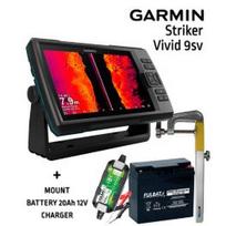 GARMIN Striker Vivid 9SV GT52HW-TM TRANSDUCER + BATTERY 20AH 12V + SONAR MOUNT + CHARGER echolotas 010-02554-01 / FLB-20AH / RUNOS / F4