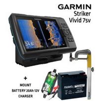 GARMIN Striker Vivid 7SV GT52HW-TM TRANSDUCER + BATTERY 20AH 12V + SONAR MOUNT + CHARGER echolotas 010-02553-01 / FLB-20AH / RUNOS / F4