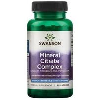SWANSON Mineral Citrate Complex - Calcium, Magnesium, Zinc, Potassium 60 Caps maisto priedas SWU421