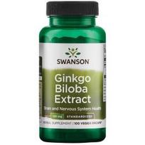 SWANSON Ginkgo Biloba Extract - Standardized 120 mg 100 Vegan Caps maisto priedas SWU033