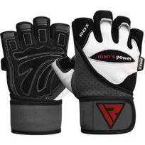 RDX L1 LEATHER LIFTING GYM GLOVES WITH WRIST STRAP WHITE S fitneso pirštinės WGL-L1W-S