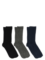 Mp Denmark - Fine Cotton Rib Socks 3-Pack - Įprastos kojinės - Juoda