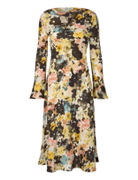 STINE GOYA - 2263 Dry Viscose, Long Flared Sleev - Iki kelių ir midi suknelės - Marga / raštuota