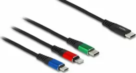 „Delock įkrovimo kabelis USB-C > Micro-USB/Lightning/USB-C“