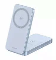 „Ugreen“ įkroviklis „Ugreen W756 MagFlow“ 2-in-1 indukcinis įkroviklis, „Qi2“ 25 W (pilkos spalvos)