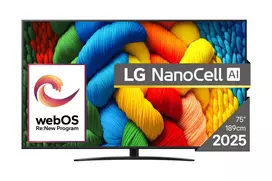 Televizorius|LG|75"|4K/Smart|3840x2160|Belaidis LAN|„Bluetooth“|„webOS“|Juodas|75NANO81A3A