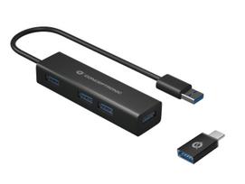 Conceptronic HUBBIES06B 4-port USB 3.0 hub and OTG adapter for USB-C