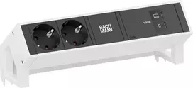 Maitinimo blokas Bachmann DESK2 su 2x CEE 7/3 lizdais ir 1x USB-C PD 100W, kabelis 0,2 m, RAL9010