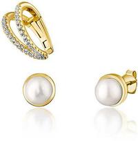 Jwl Luxury Pearls Modernus paauksuotų auskarų rinkinys (1x auskaras, 2x akmeninis auskaras) JL0807