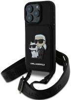 Karl Lagerfeld Saffiano Crossbody Strap Karl and Choupette Apple iPhone 16 Pro Max dėklas telefonui juodos spalvos