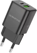 Borofone Laidinis įkroviklis BN14 Royal GaN – USB + Type C – QC 3.0 PD 30W juodos spalvos