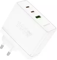 Borofone Laidinis įkroviklis BN11 Imperial – USB + 2xType C – QC 3.0 PD 100W baltos spalvos