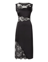 Malina - Desire Lace Trimmed Cut Out Midi Dress - Iki kelių ir midi suknelės - Juoda