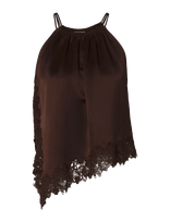 Malina - Madina Asymmetric Lace Hem Top - Marškinėliai be rankovių - Ruda
