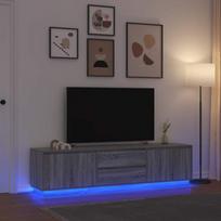 Televizoriaus spintelė su LED, pilka ąžuolo, 193,5x41x50 cm