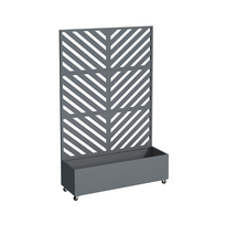 Metalinis vazonas su atramine sienele ir ratukais HATIS, 119,5 × 40,6 × 185,5 cm, antracito