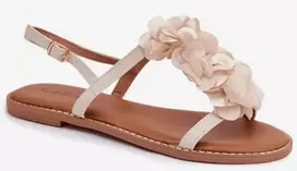 Smėlio spalvos basutės su gėlėmis Step in style